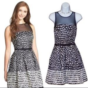 Taylor sleeveless polka dot A-Line party dress